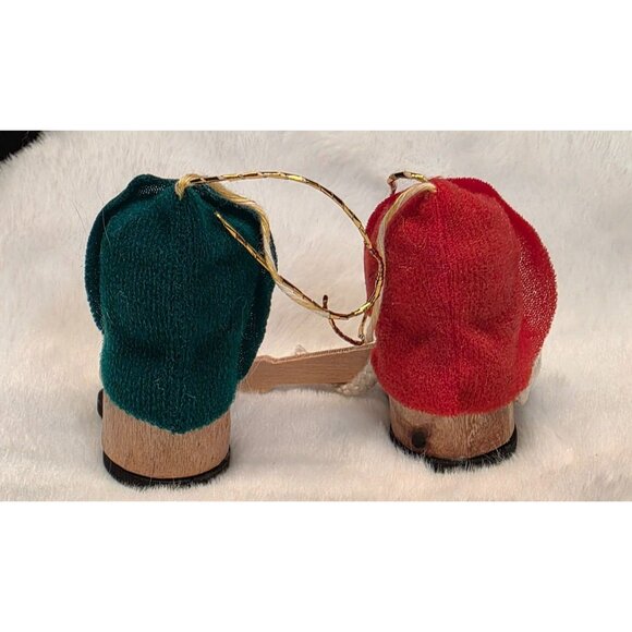 Vintage Kurt Adler Wooden Christmas Musician Gnome Ornaments W/ Gold Glasses - Picture 4 of 5